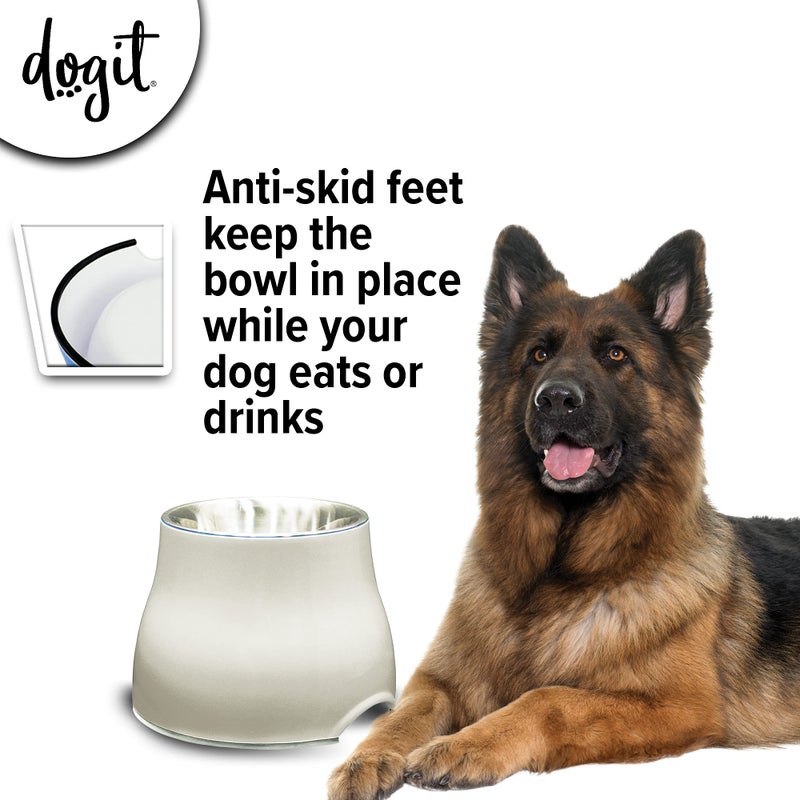 Dogit Elevated Dog Bowl, Stainless Steel Dog Food and Water Bowl for Large Dogs, White, 73753 - Image 2
